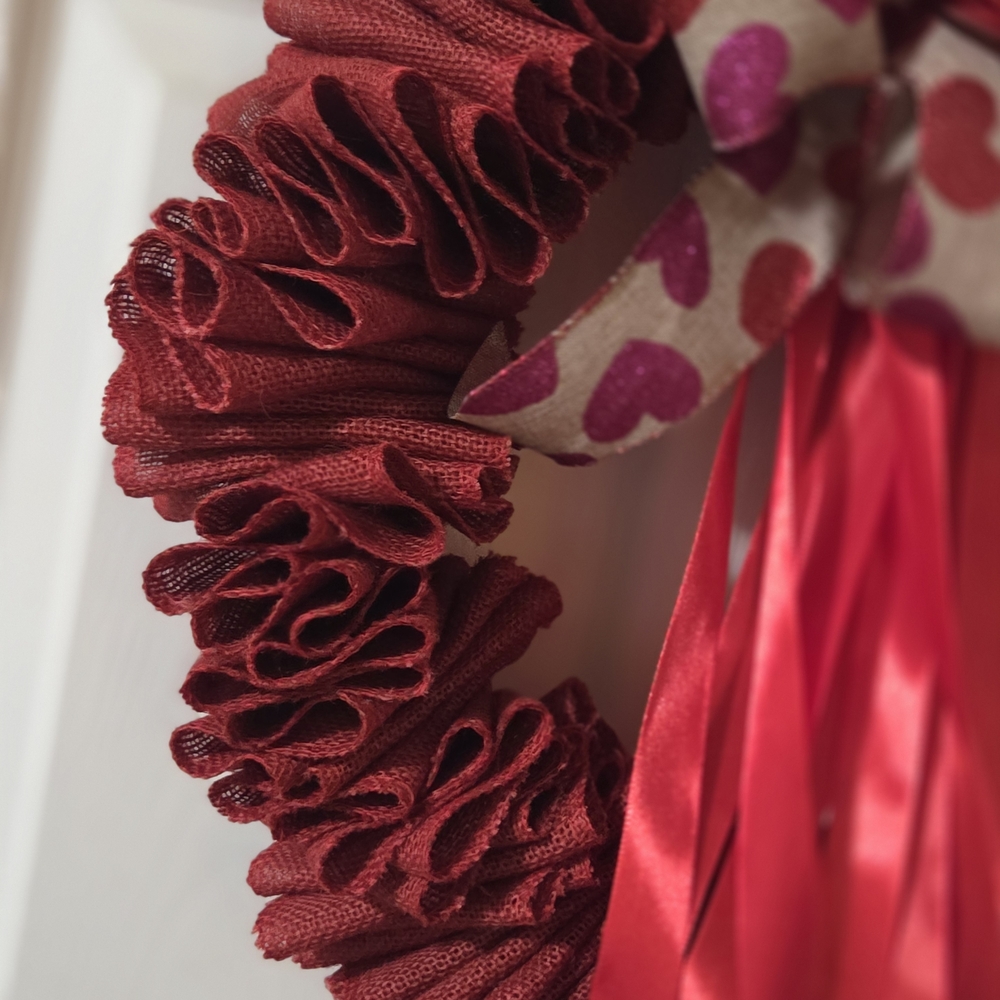 Elegant Red Heart Wreath with Ribbon - Picture 6 of 8